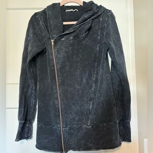 LVR Lover‎ Organic Activewear Asymmetrical Tie Dye Zip Hoodie Sweatshirt Navy M